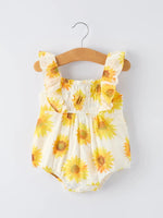 Rylee Faith Designs Sunflower Girls Smocked Ruffle Romper - 