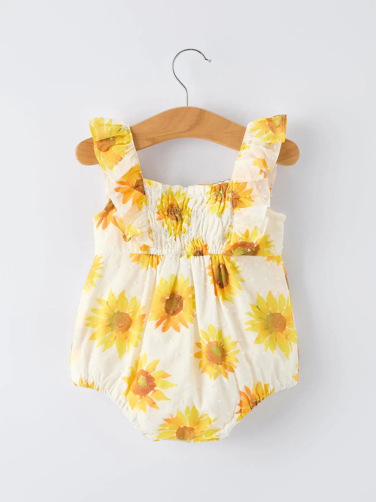 Rylee Faith Designs Sunflower Girls Smocked Ruffle Romper - 