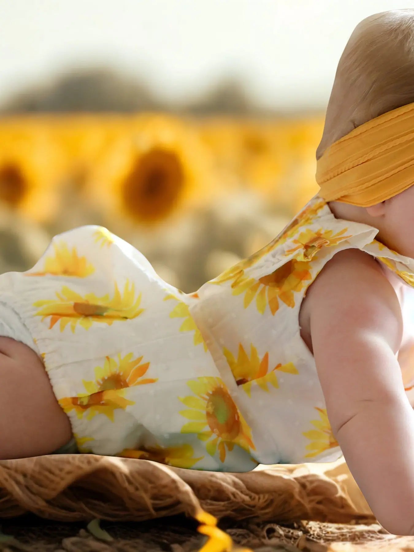 Rylee Faith Designs Sunflower Girls Smocked Ruffle Romper - 