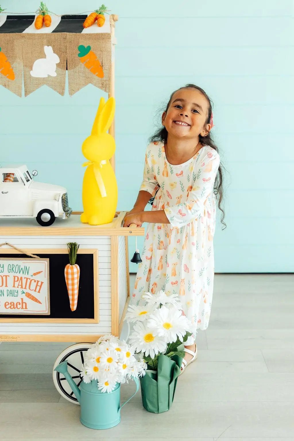 Mila & Rose ® Sunny Bunnies 3/4 Sleeve Pocket Twirl Dress - 
