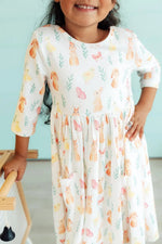 Mila & Rose ® Sunny Bunnies 3/4 Sleeve Pocket Twirl Dress - 