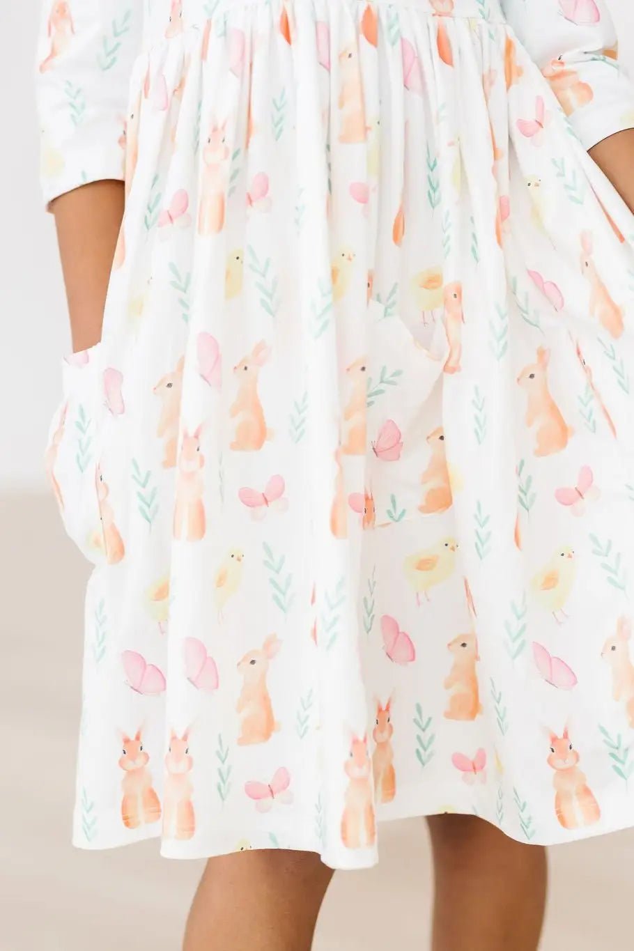 Mila & Rose ® Sunny Bunnies 3/4 Sleeve Pocket Twirl Dress - 