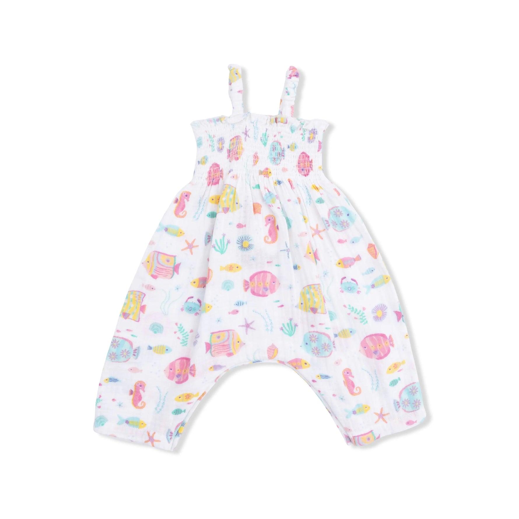Angel Dear Sunny Coral Reef Fish - Smocked Romper - 