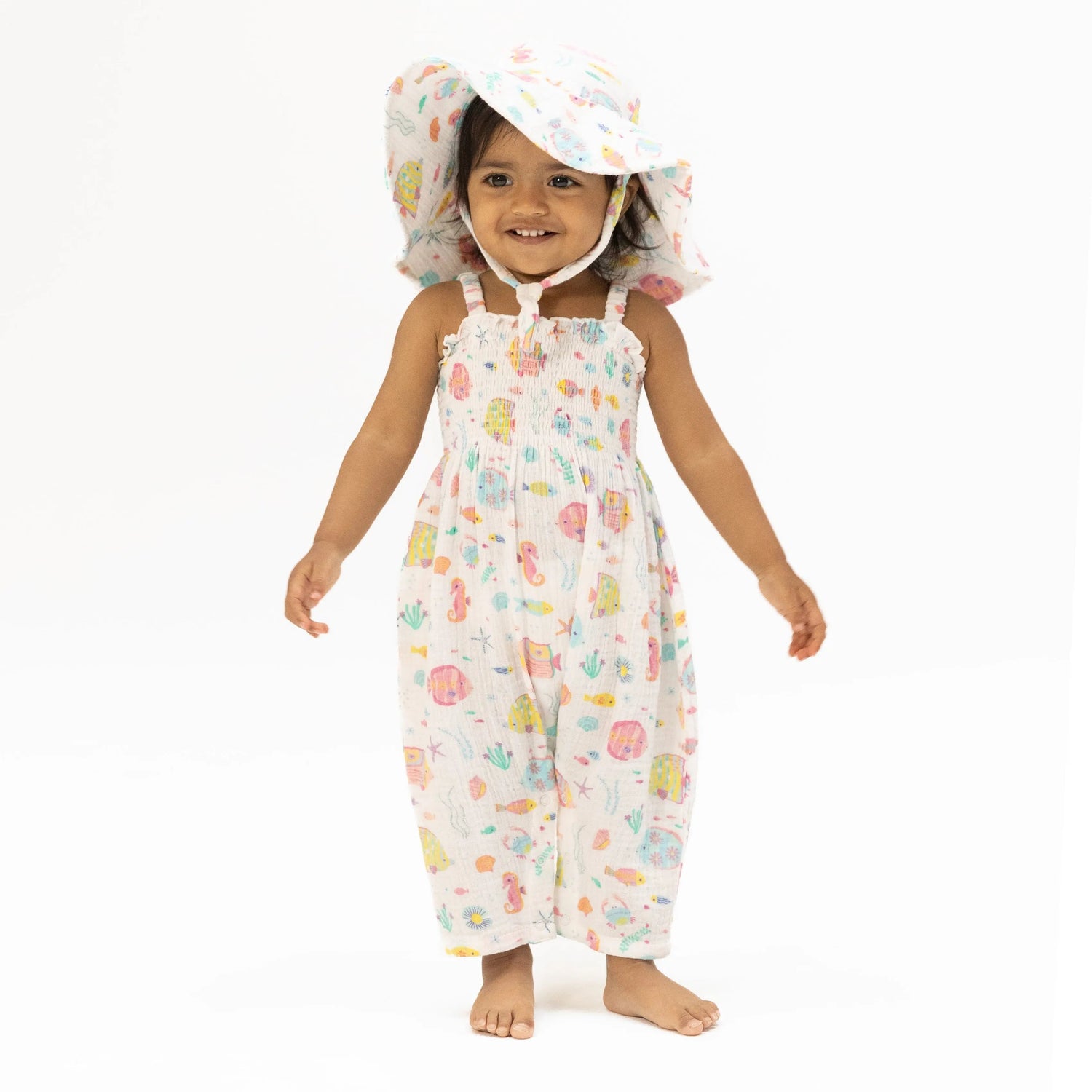 Angel Dear Sunny Coral Reef Fish - Smocked Romper - 