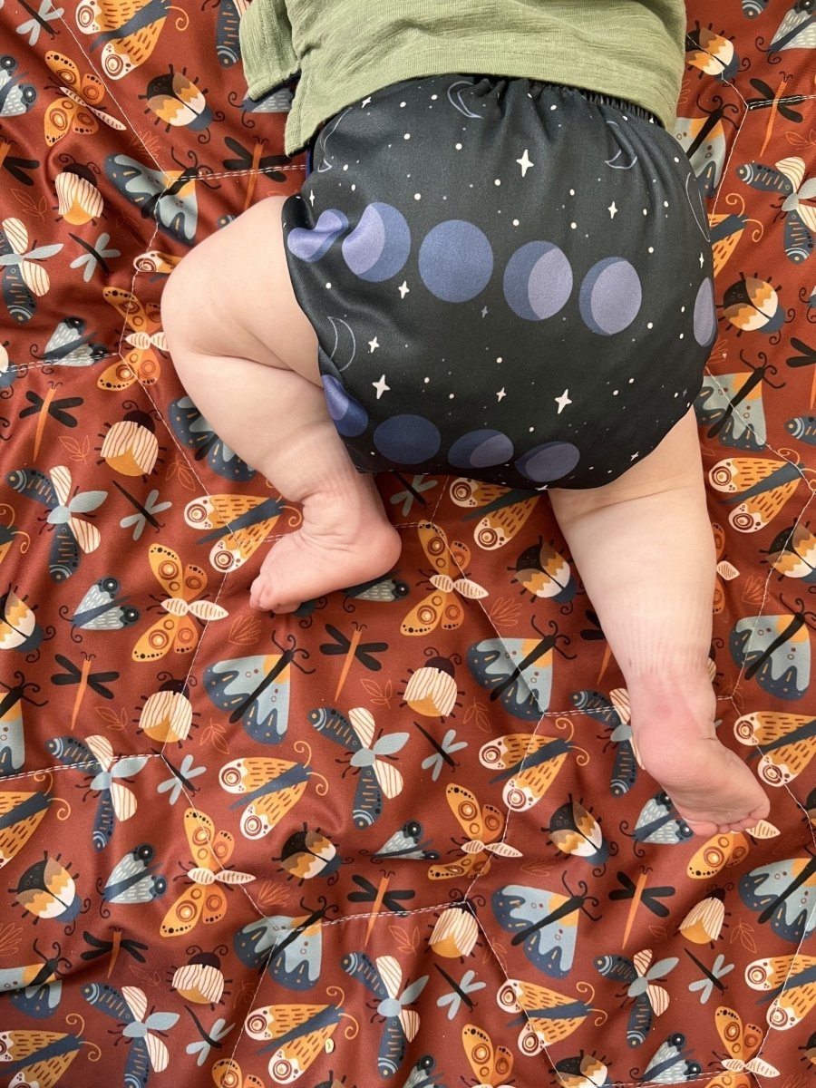 Kinder Cloth Diaper Co. Space and Sky: Essentials Pocket Cloth Diaper with Athletic Wicking Jersey, Grows with your Baby