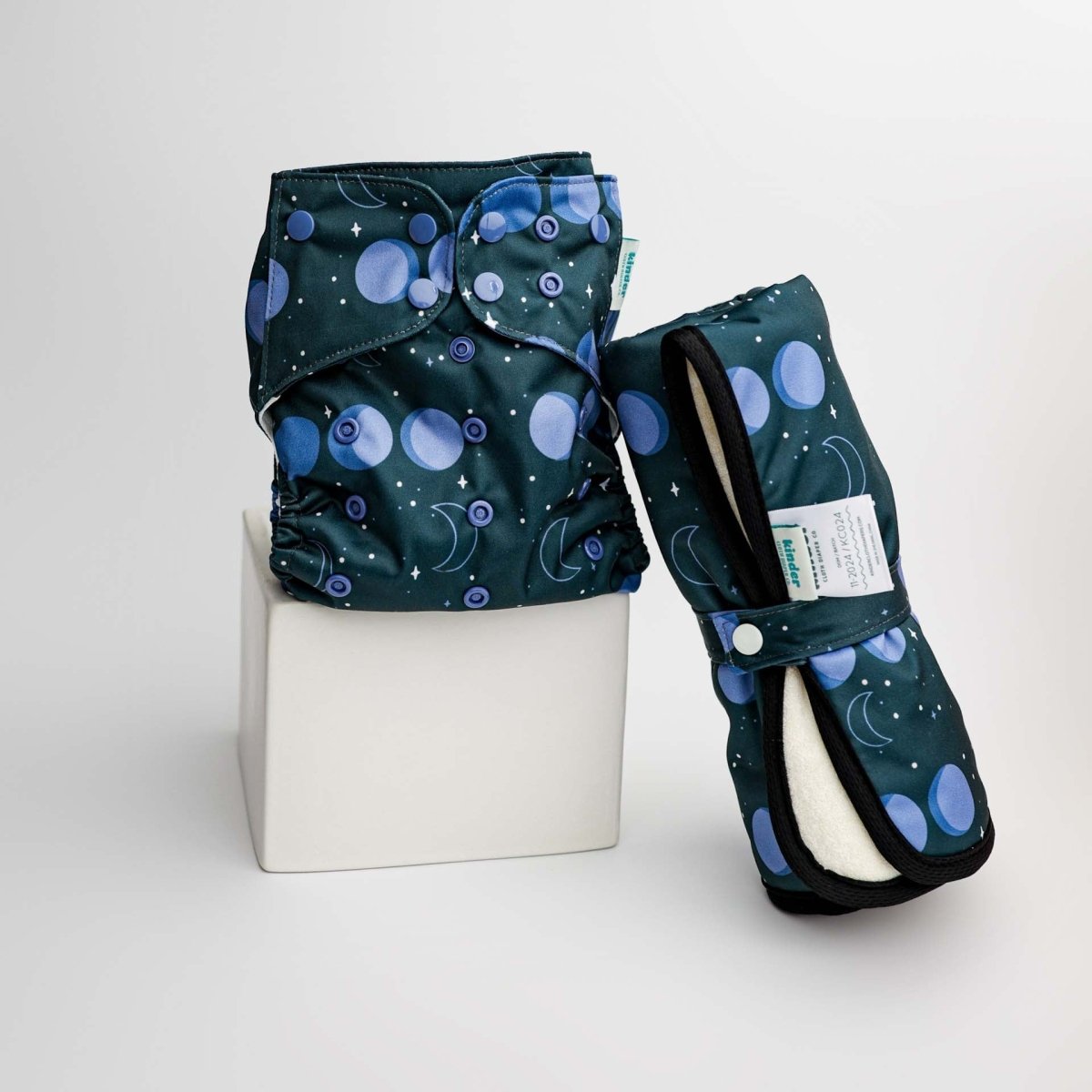 Kinder Cloth Diaper Co. Space and Sky: Essentials Pocket Cloth Diaper with Athletic Wicking Jersey, Grows with your Baby