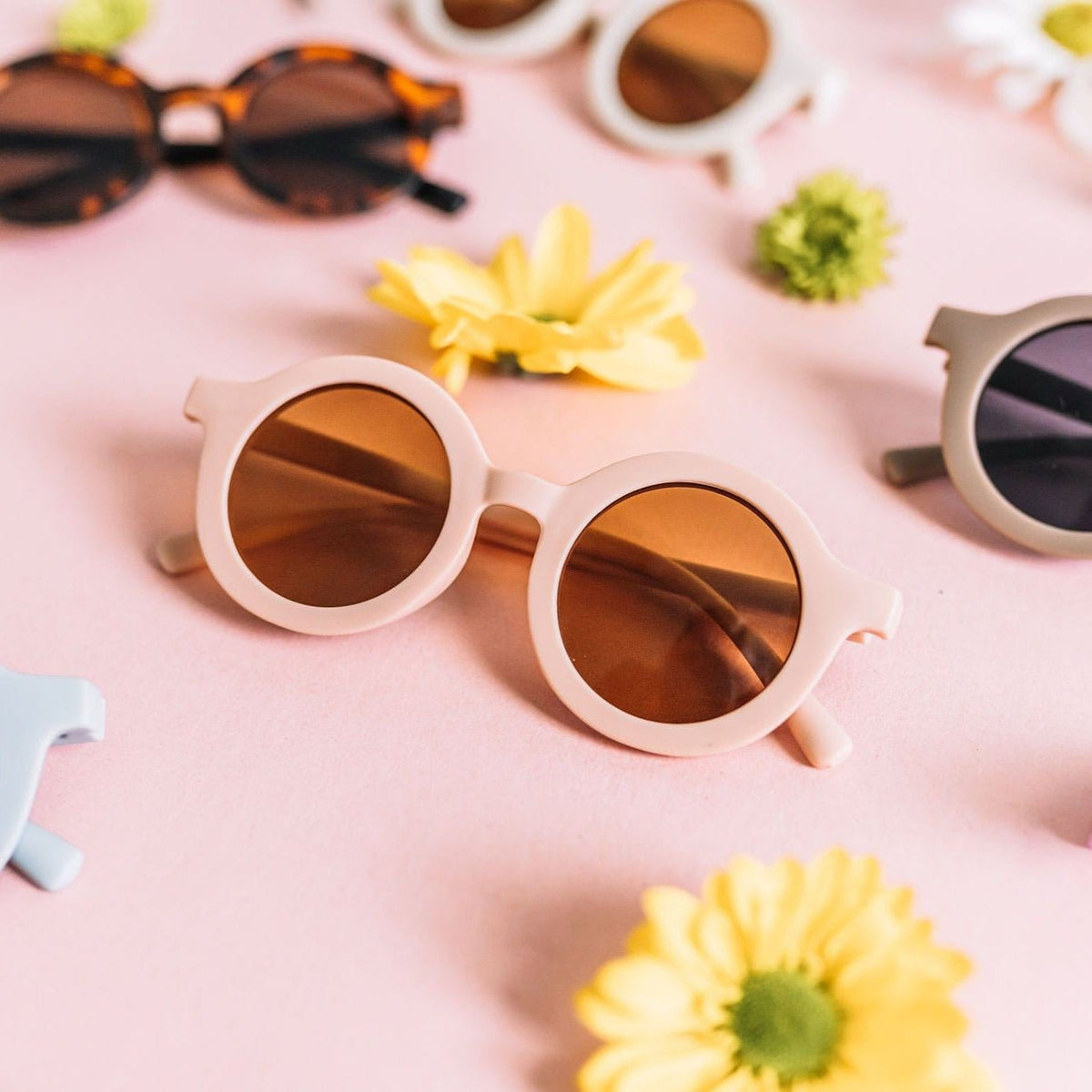 Little Love Bug Co. Sunny May baby sunglasses, soft silicone frame.
