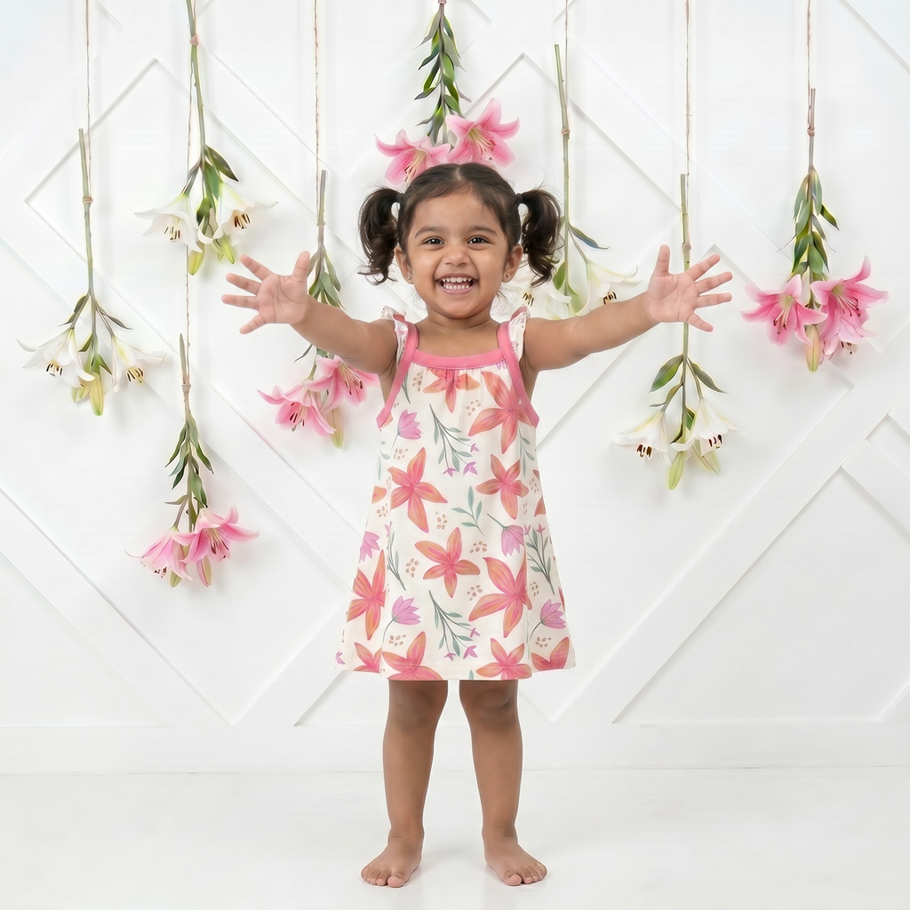 Sunset Leilani Flutter Sleeve Dress by Bestaroo