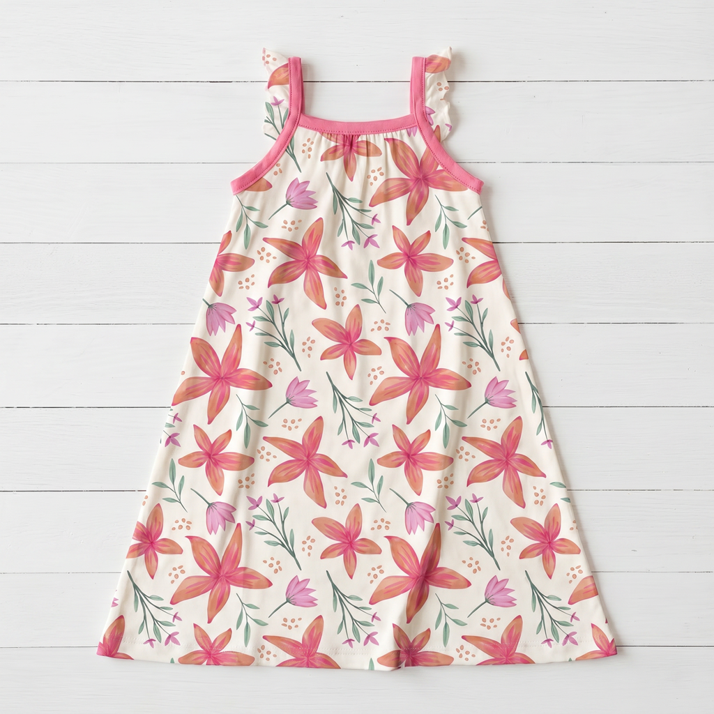 Sunset Leilani Flutter Sleeve Dress by Bestaroo
