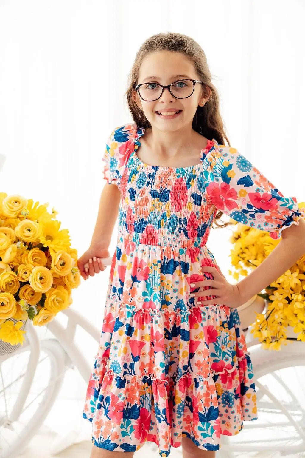 Mila & Rose ® Sunshine Garden Smocked Ruffle Dress - 