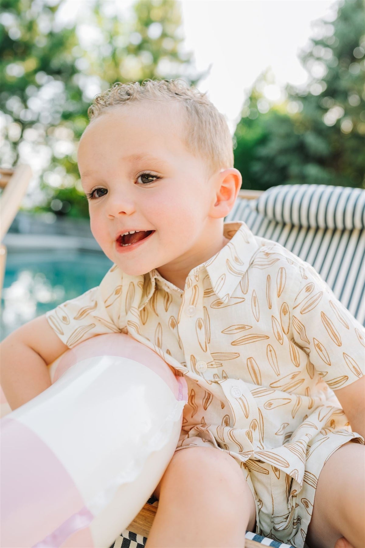 Mebie Baby Surfboard Linen Button Up Shirt - 