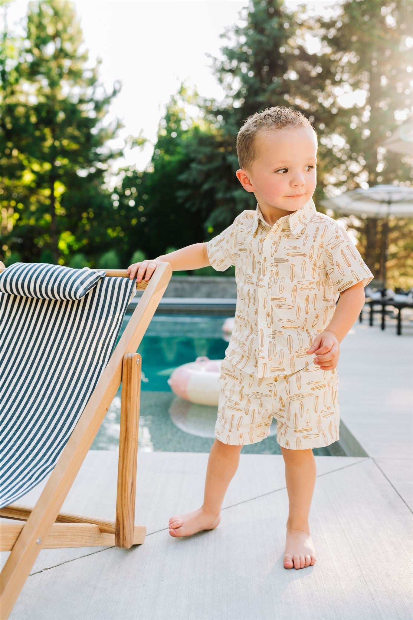 Mebie Baby Surfboard Linen Button Up Shirt - 