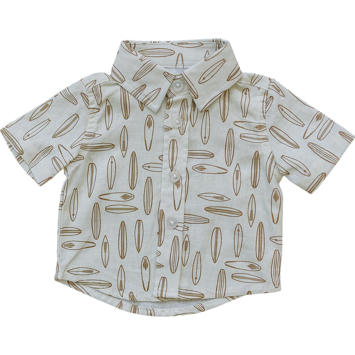 Surfboard Linen Button Up Shirt - White, Collar, Button, Pattern, Clothing | Everetts Place