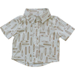 Surfboard Linen Button Up Shirt - White, Collar, Button, Pattern, Clothing | Everetts Place