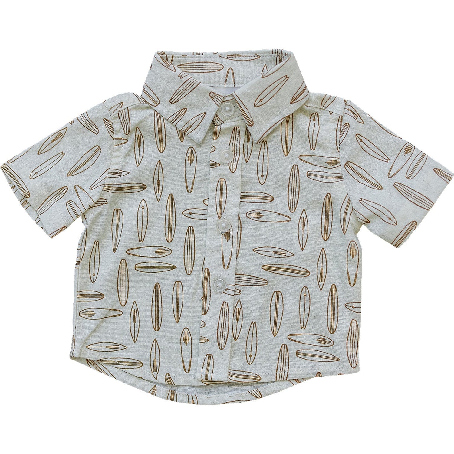 Surfboard Linen Button Up Shirt - White, Collar, Button, Pattern, Clothing | Everetts Place