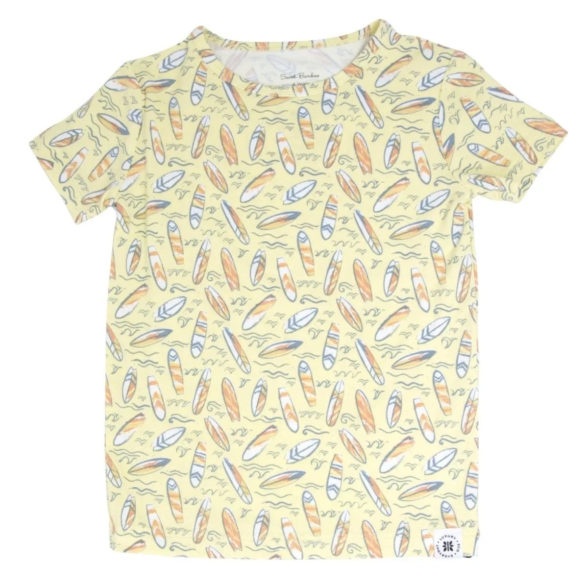 Sweet Bamboo Surfboard Waves Big Kid Pajama Short Sleeve Set for All Seasons Comfort - 