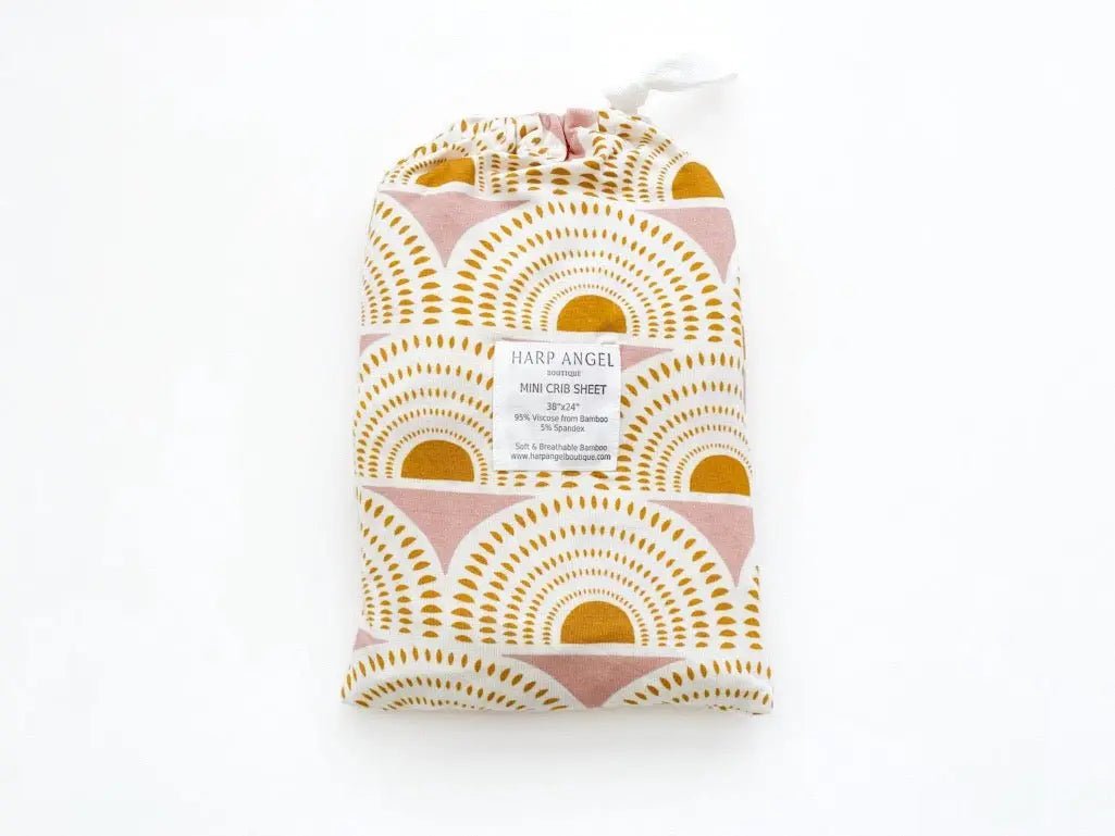 Harp Angel Boutique Sustainable Bamboo Changing Pad Cover with Vintage Sunshine Design for Babies - 