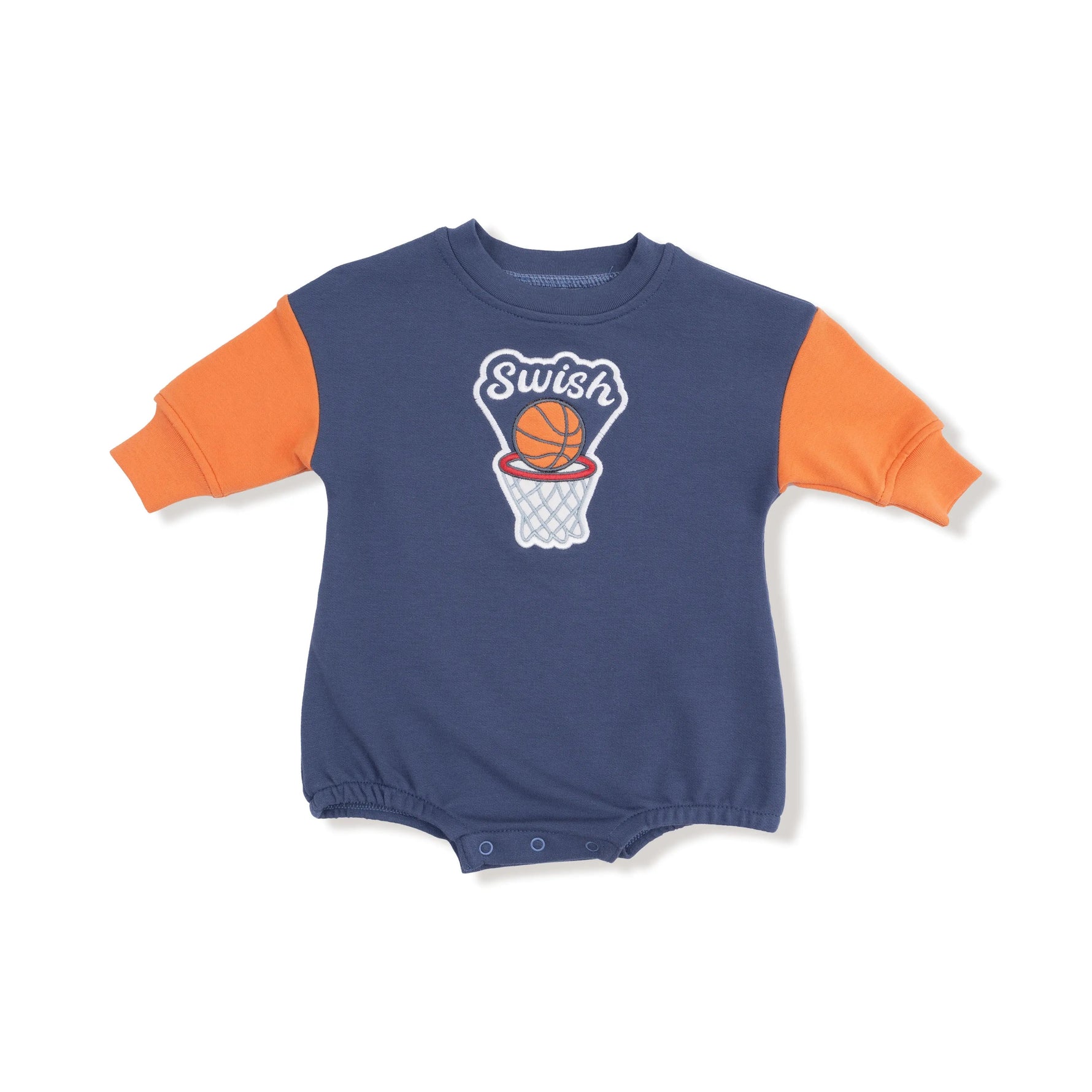 Angel Dear Sweatshirt Bubble with Basketball Applique and Swish Embroidery for Kids - 