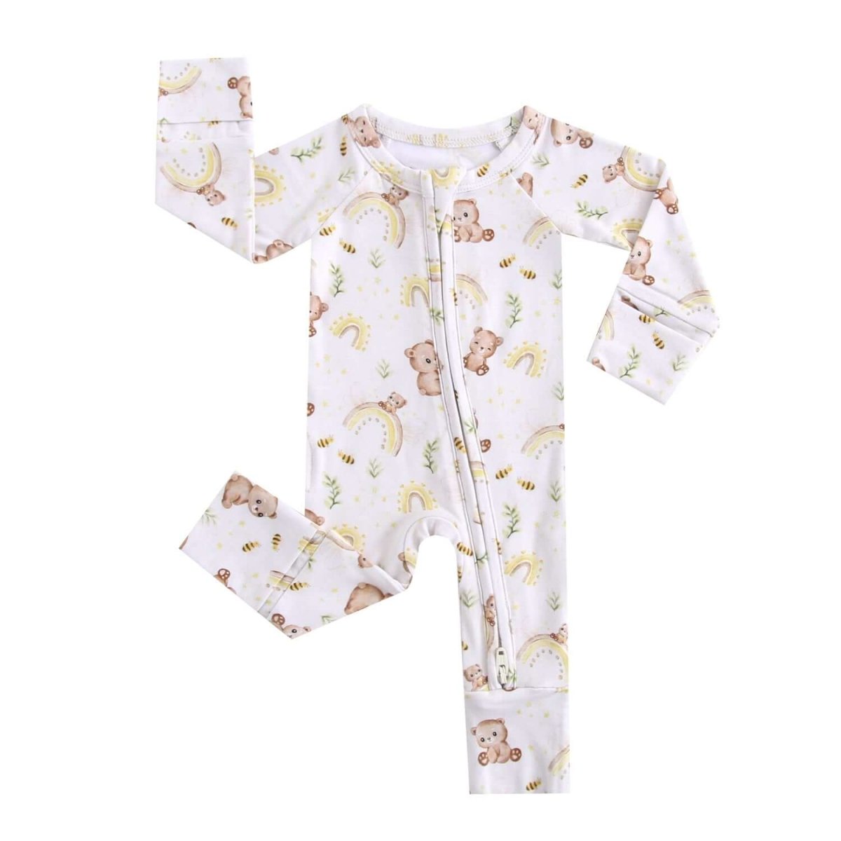 Luxie Charm Sweet as Honey Zippered Baby Romper - Everetts Place Boutique - 