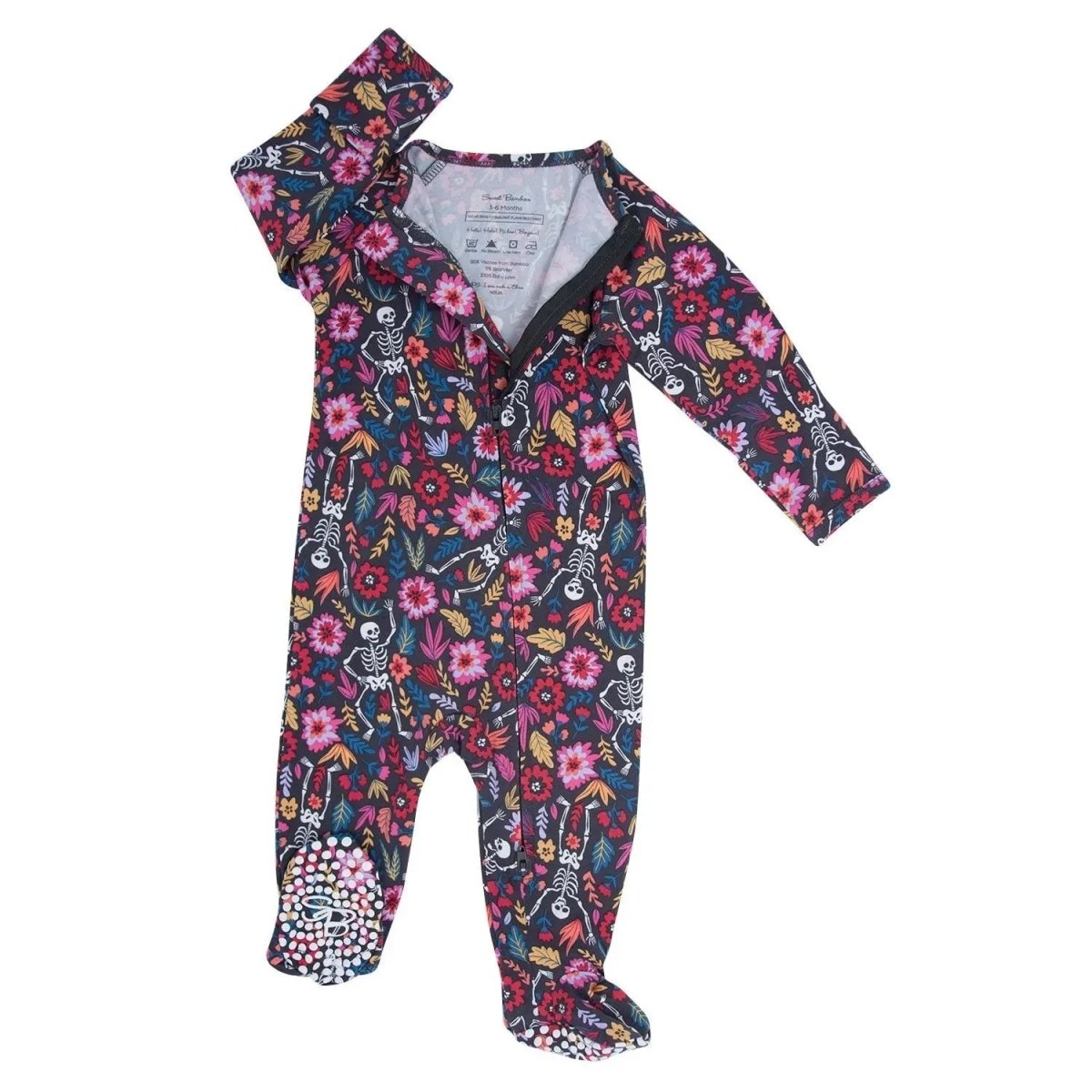Sweet Bamboo Sweet Bam - boo Zipper Footie Halloween Collection with Two Way Zip for Kids - 