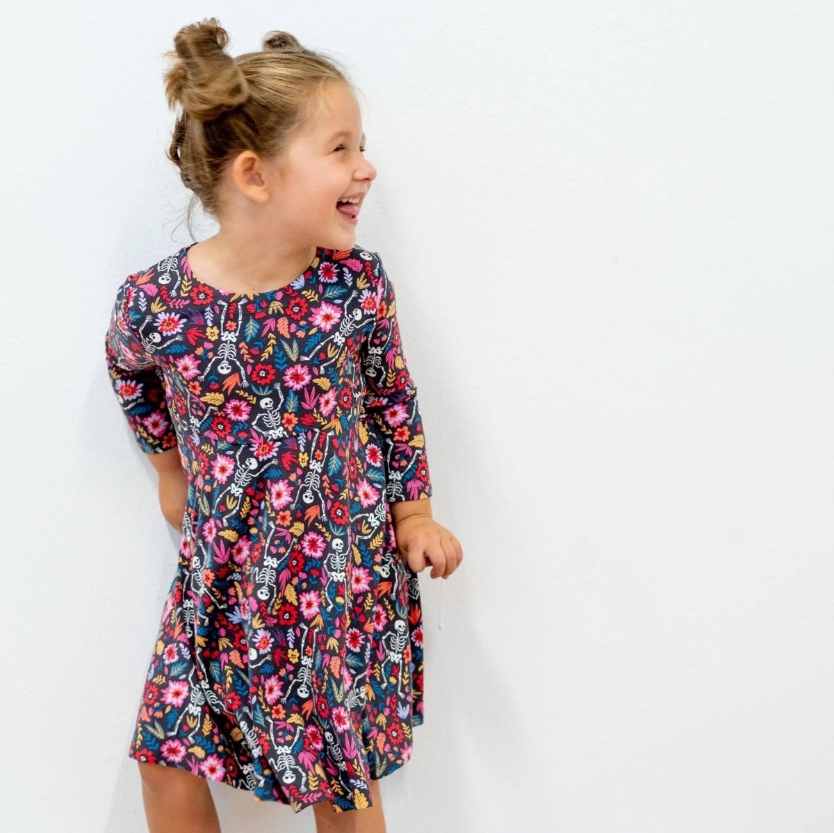 Sweet Bamboo Sweet Bamboo Swirly Girl Dress with Spooky Prints for Halloween Fun - 
