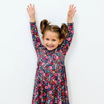 Sweet Bamboo Sweet Bamboo Swirly Girl Dress with Spooky Prints for Halloween Fun - 