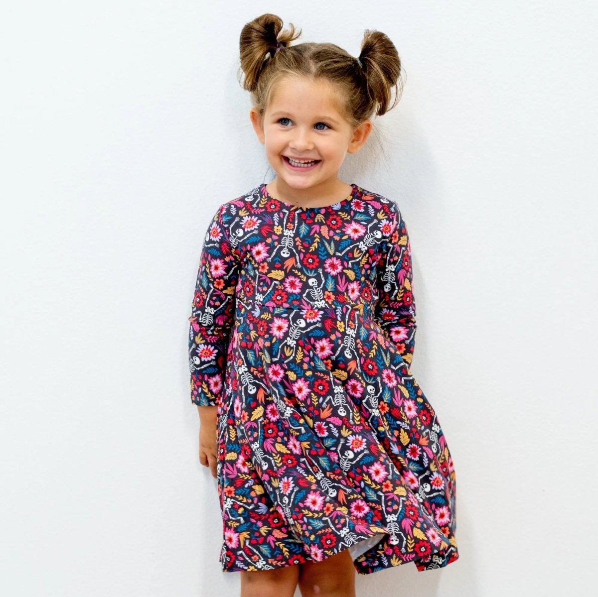 Sweet Bamboo Sweet Bamboo Swirly Girl Dress with Spooky Prints for Halloween Fun - 