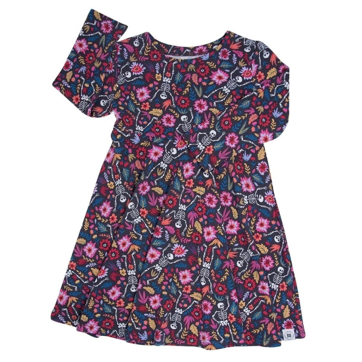 Sweet Bamboo Sweet Bamboo Swirly Girl Dress with Spooky Prints for Halloween Fun - 