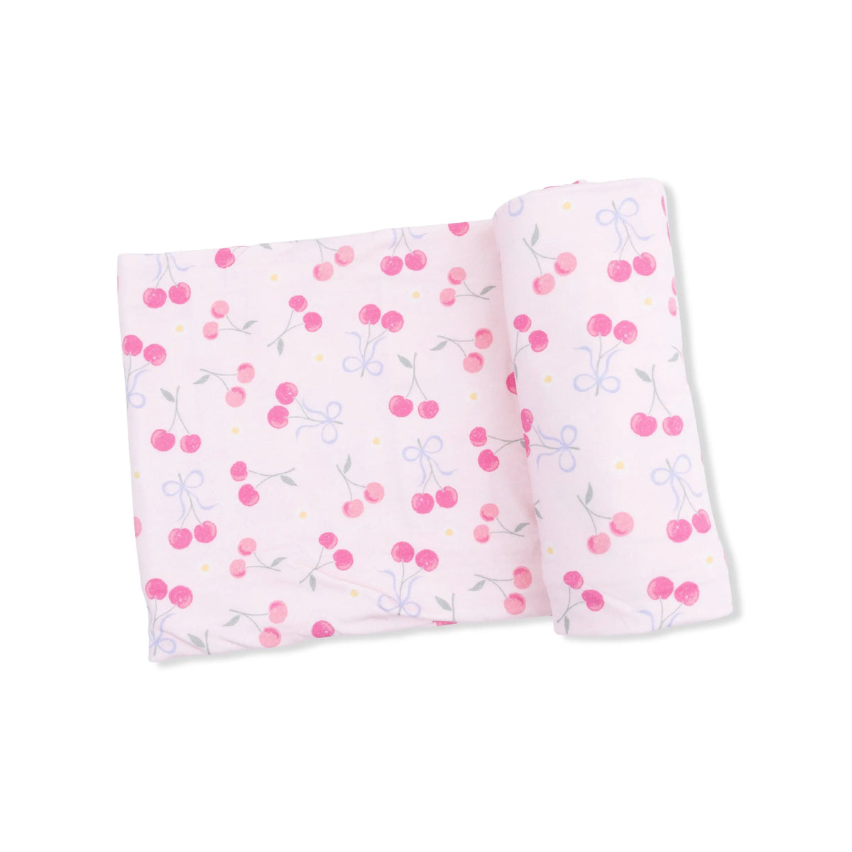 Angel Dear Sweet Bow Cherries - 2 Way Ruffle Back Zipper Footie & Swaddle Blanket Set - 