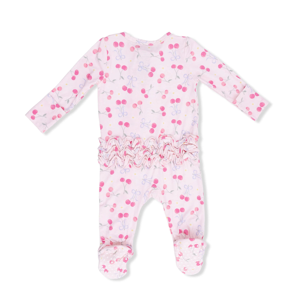 Angel Dear Sweet Bow Cherries - 2 Way Ruffle Back Zipper Footie & Swaddle Blanket Set - 