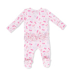 Angel Dear Sweet Bow Cherries - 2 Way Ruffle Back Zipper Footie & Swaddle Blanket Set - 