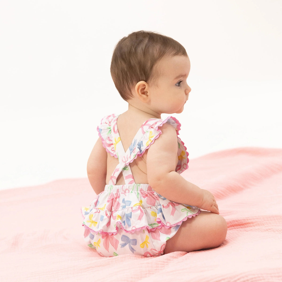 Angel Dear Sweet Bows - Ric Rac Ruffle Sunsuit - 
