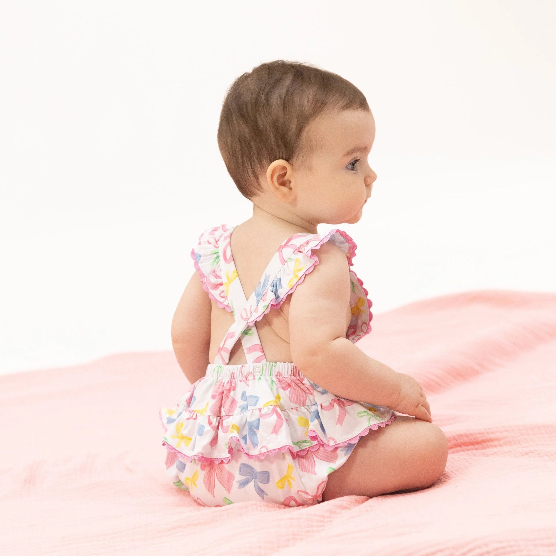 Angel Dear Sweet Bows - Ric Rac Ruffle Sunsuit - 