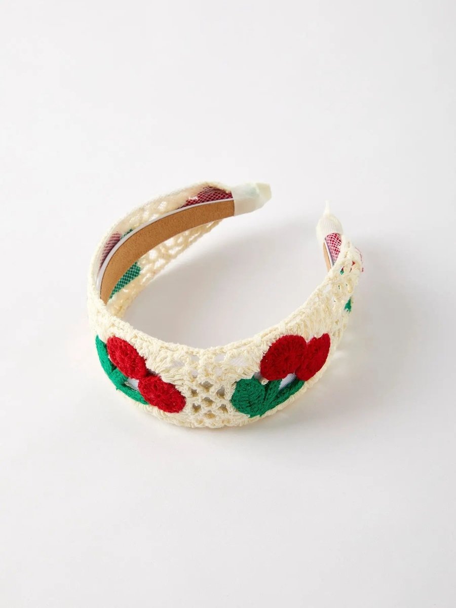 Rylee Faith Designs Sweet Cherry Crochet Headband for Whimsical Fashion - Everetts Place Boutique - 