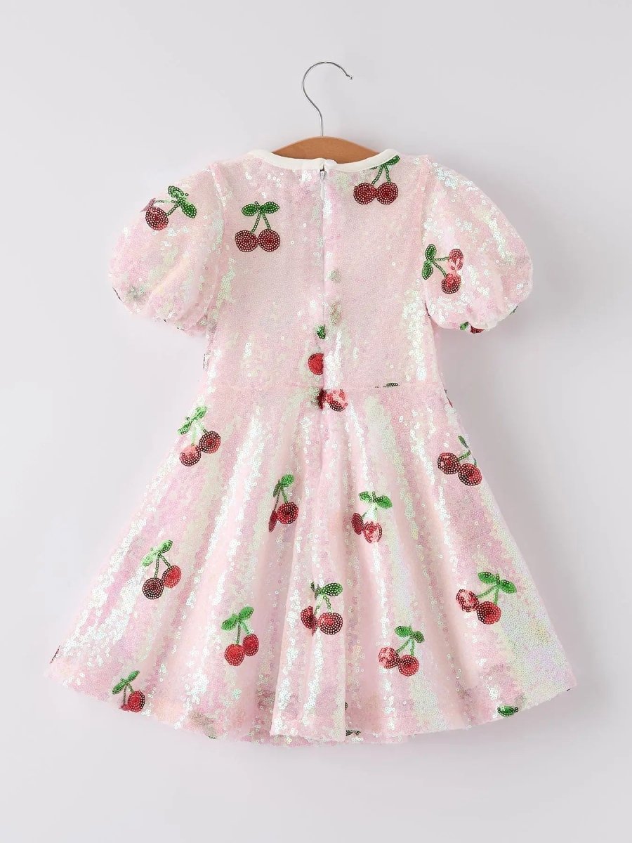 Rylee Faith Designs Sweet Cherry Sequins Cute Dress for Girls - Everetts Place Boutique - 