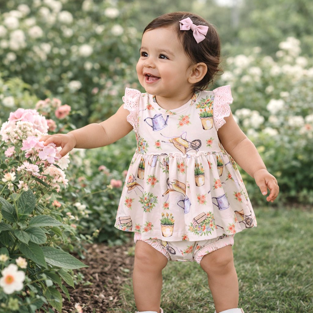 Sweet Garden Skirted Bodysuit – Bamboo Baby Outfit - Baby & Toddler Clothing, One-piece garment, Pink, Day Dress, Dress | Everetts Place