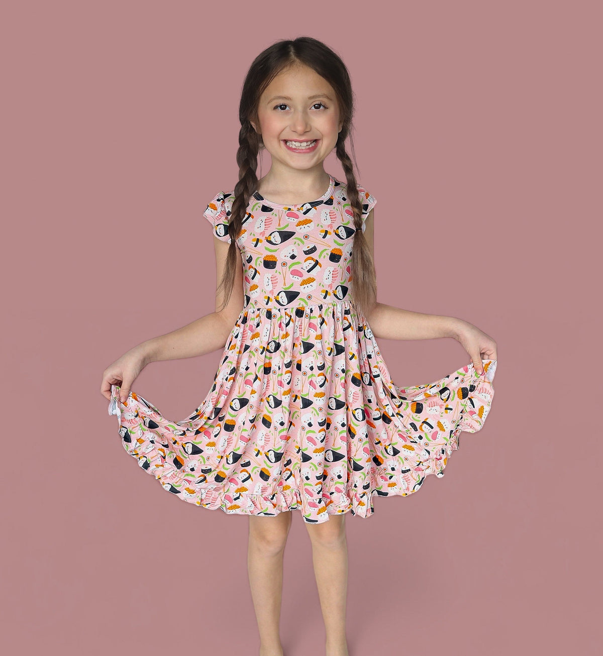DREAM BIG LITTLE CO SWEET PEA SUSHI DREAM RUFFLE DRESSEveretts Place