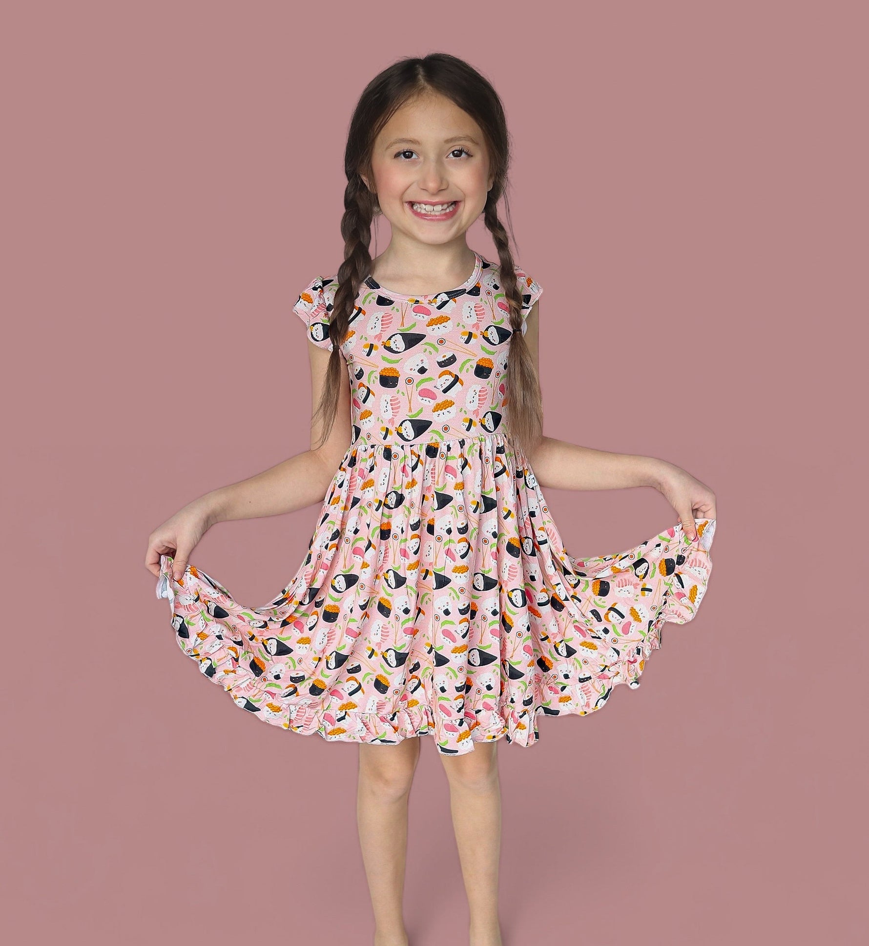 DREAM BIG LITTLE CO SWEET PEA SUSHI DREAM RUFFLE DRESSEveretts Place