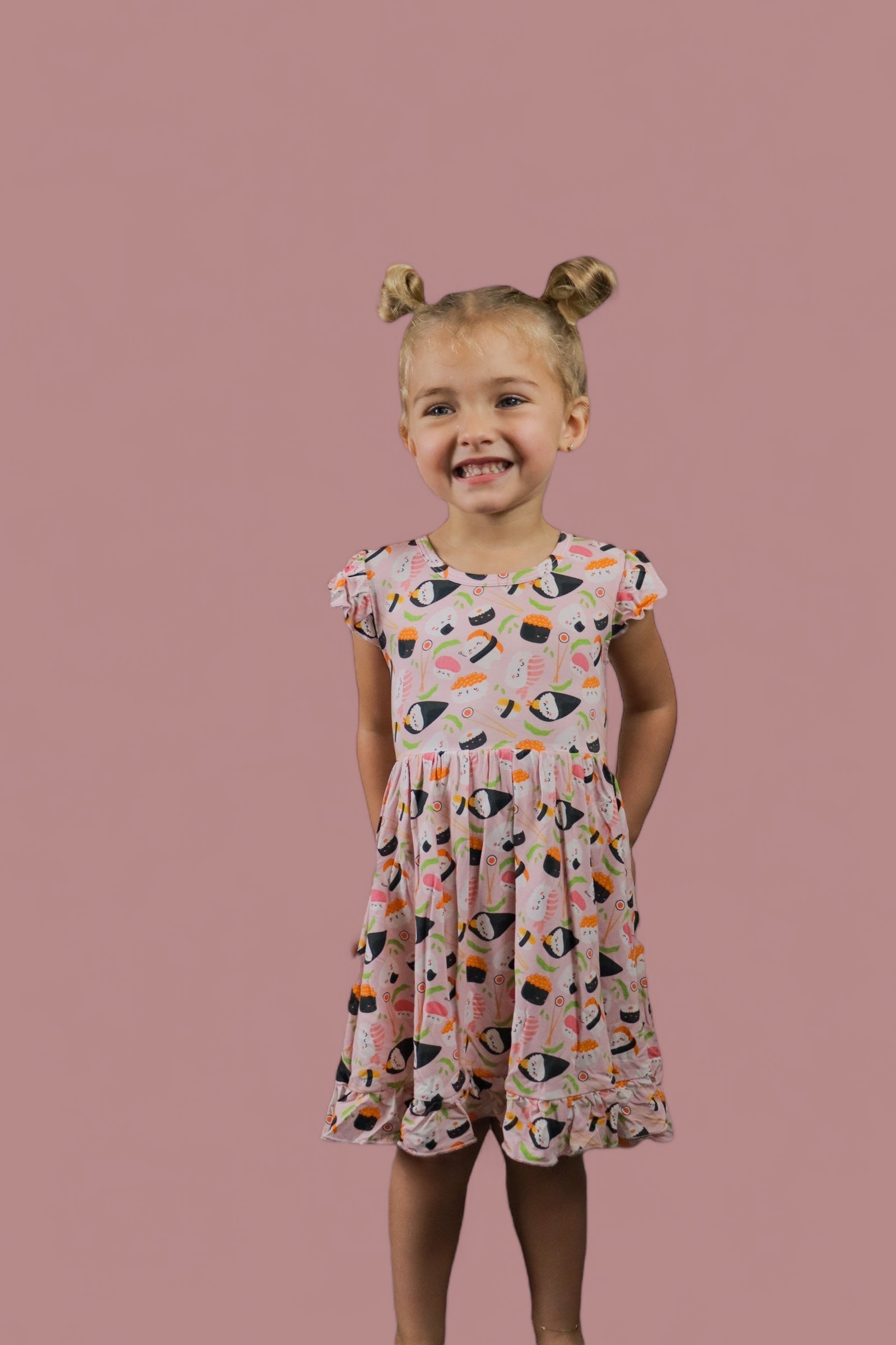 DREAM BIG LITTLE CO SWEET PEA SUSHI DREAM RUFFLE DRESSEveretts Place