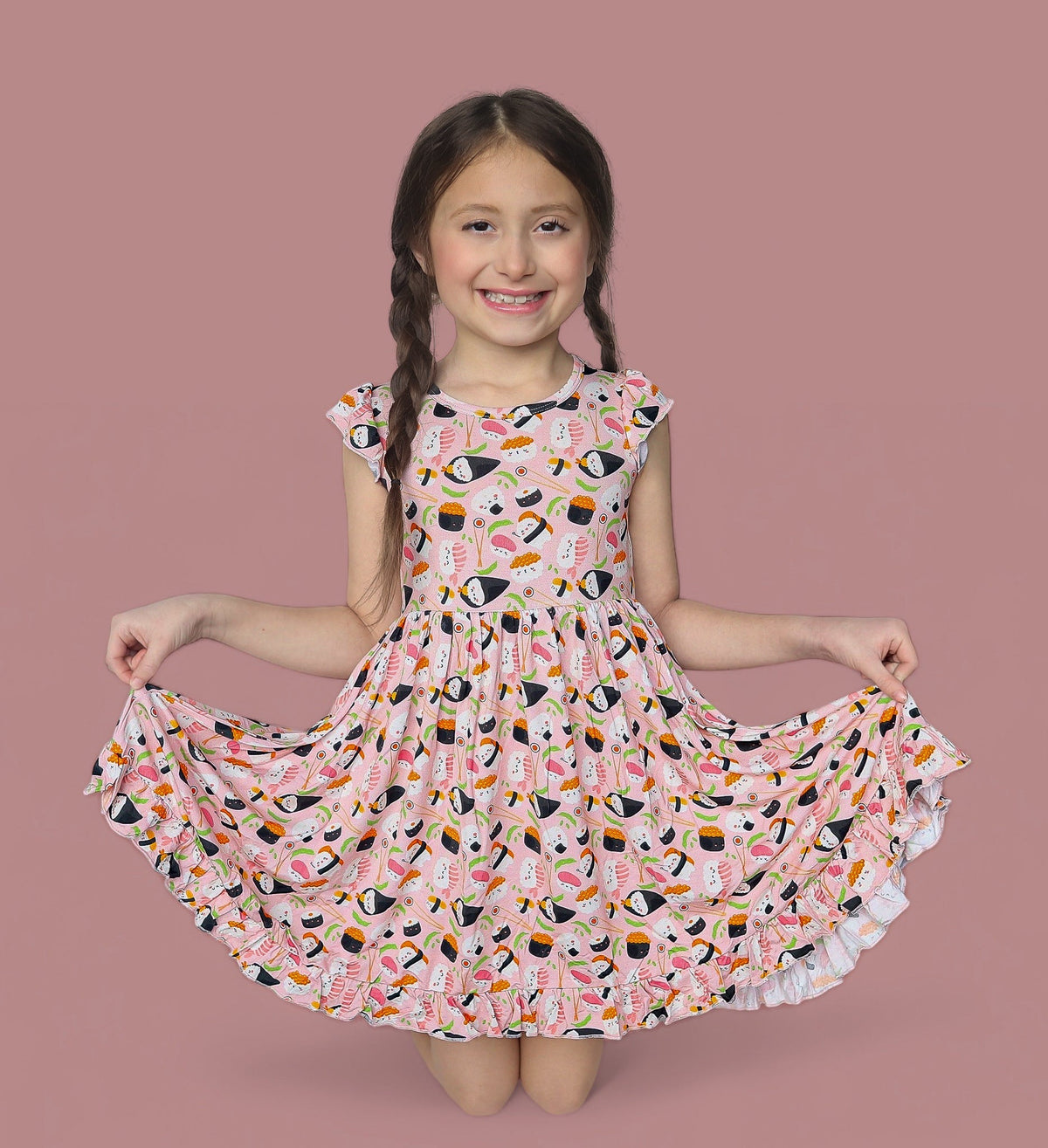 DREAM BIG LITTLE CO SWEET PEA SUSHI DREAM RUFFLE DRESSEveretts Place