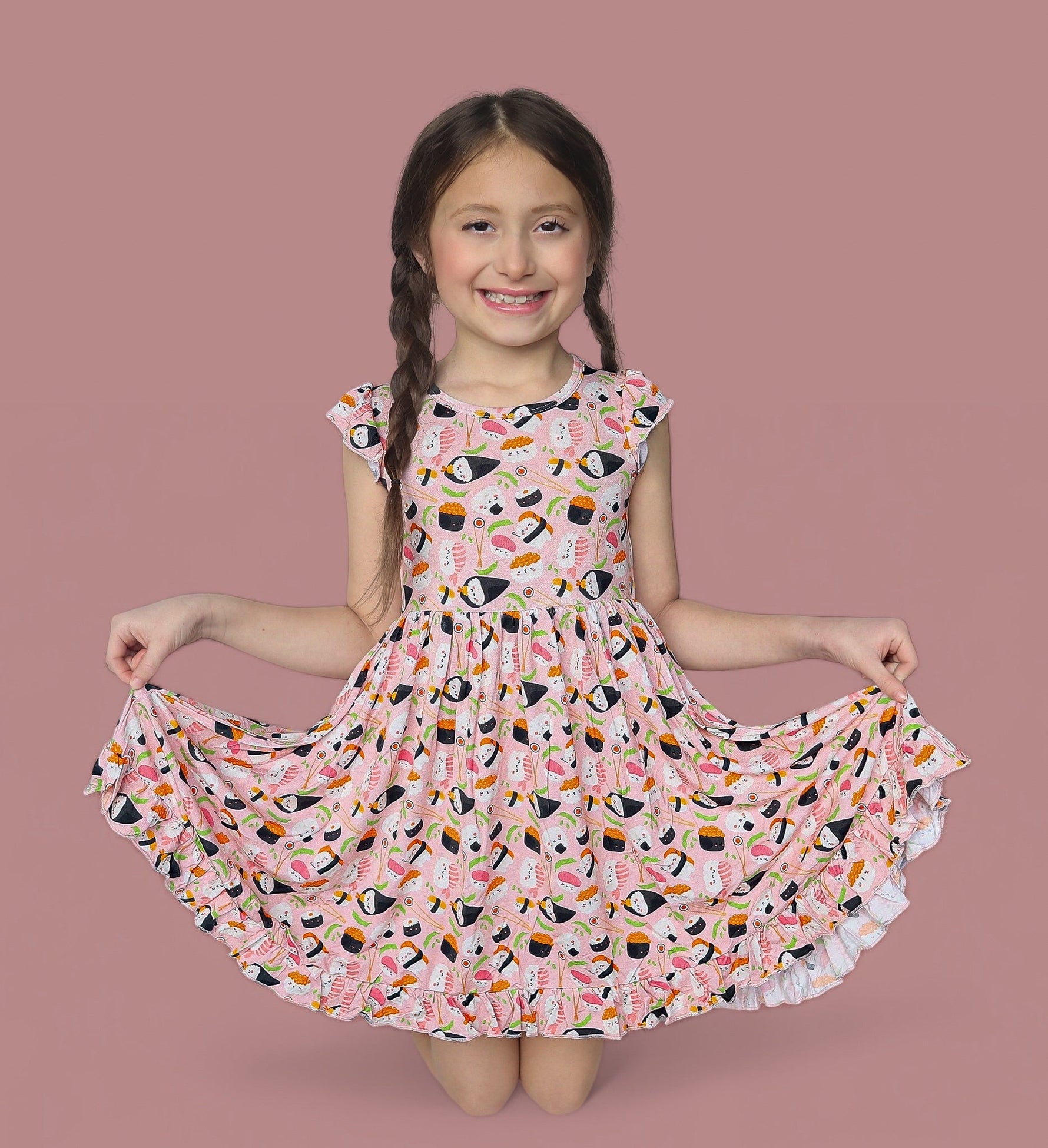 DREAM BIG LITTLE CO SWEET PEA SUSHI DREAM RUFFLE DRESSEveretts Place