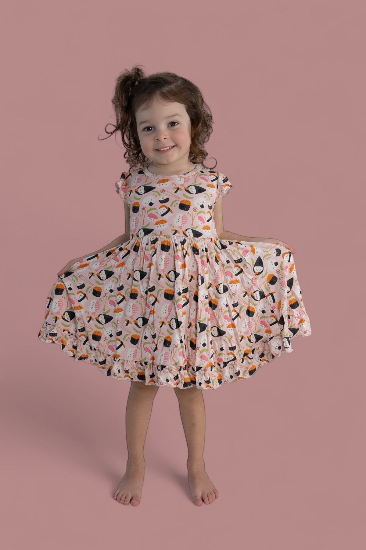 DREAM BIG LITTLE CO SWEET PEA SUSHI DREAM RUFFLE DRESSEveretts Place