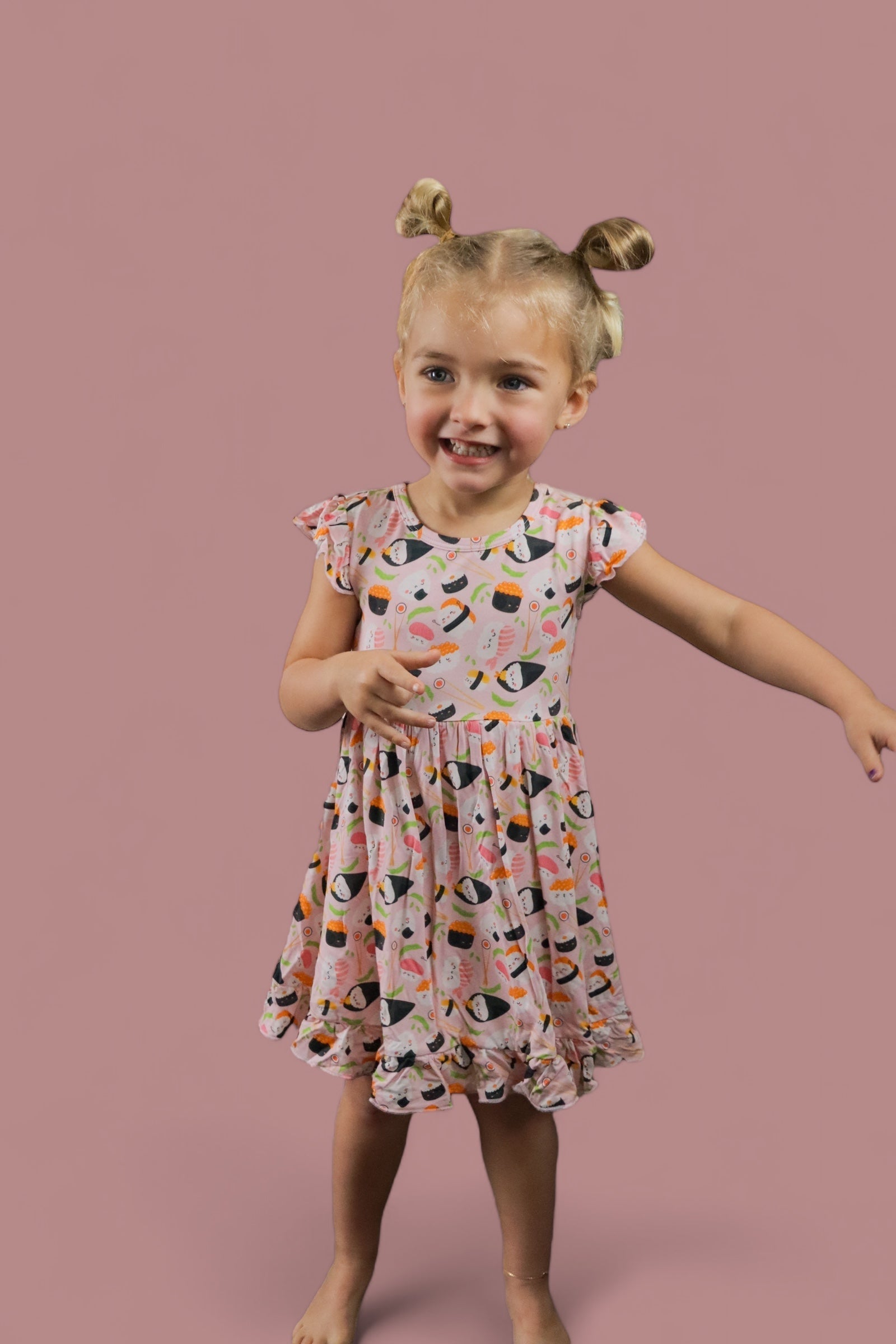 DREAM BIG LITTLE CO SWEET PEA SUSHI DREAM RUFFLE DRESSEveretts Place