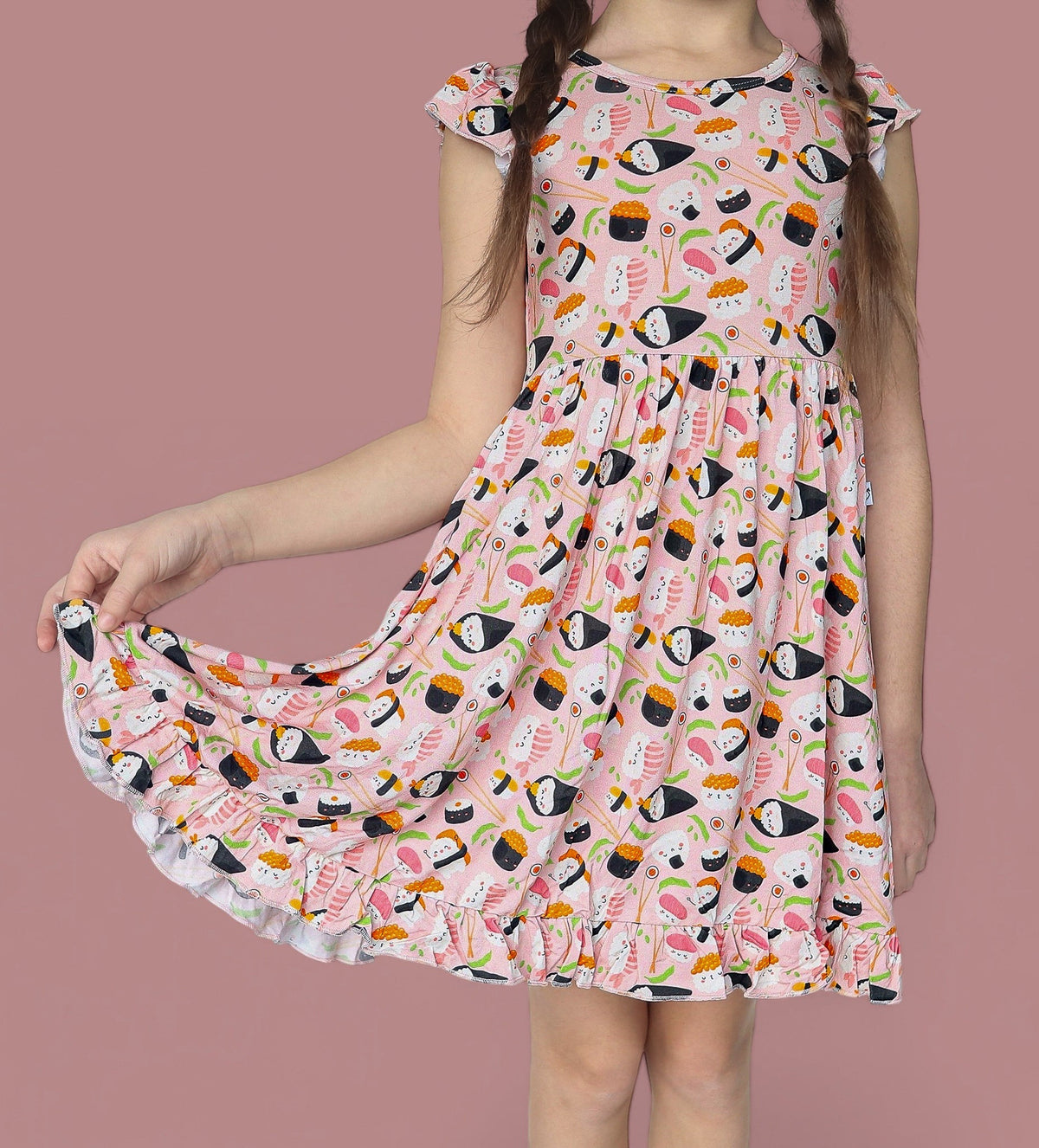 DREAM BIG LITTLE CO SWEET PEA SUSHI DREAM RUFFLE DRESSEveretts Place