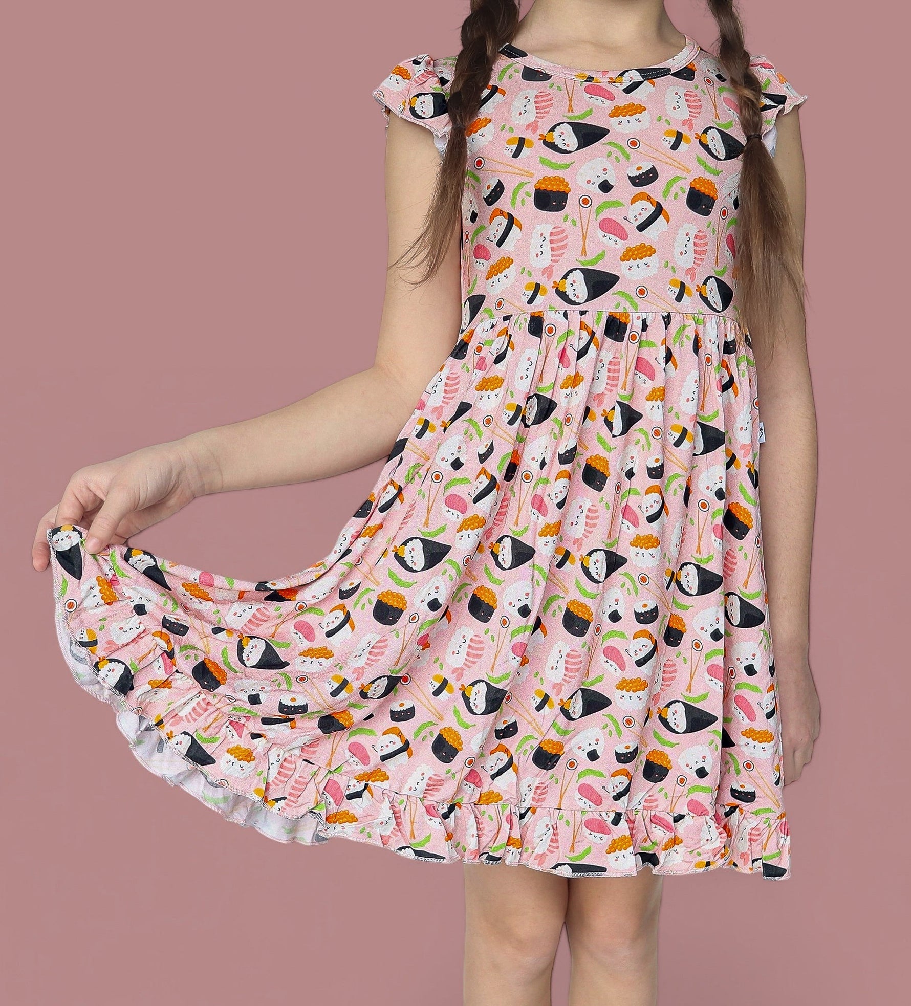 DREAM BIG LITTLE CO SWEET PEA SUSHI DREAM RUFFLE DRESSEveretts Place