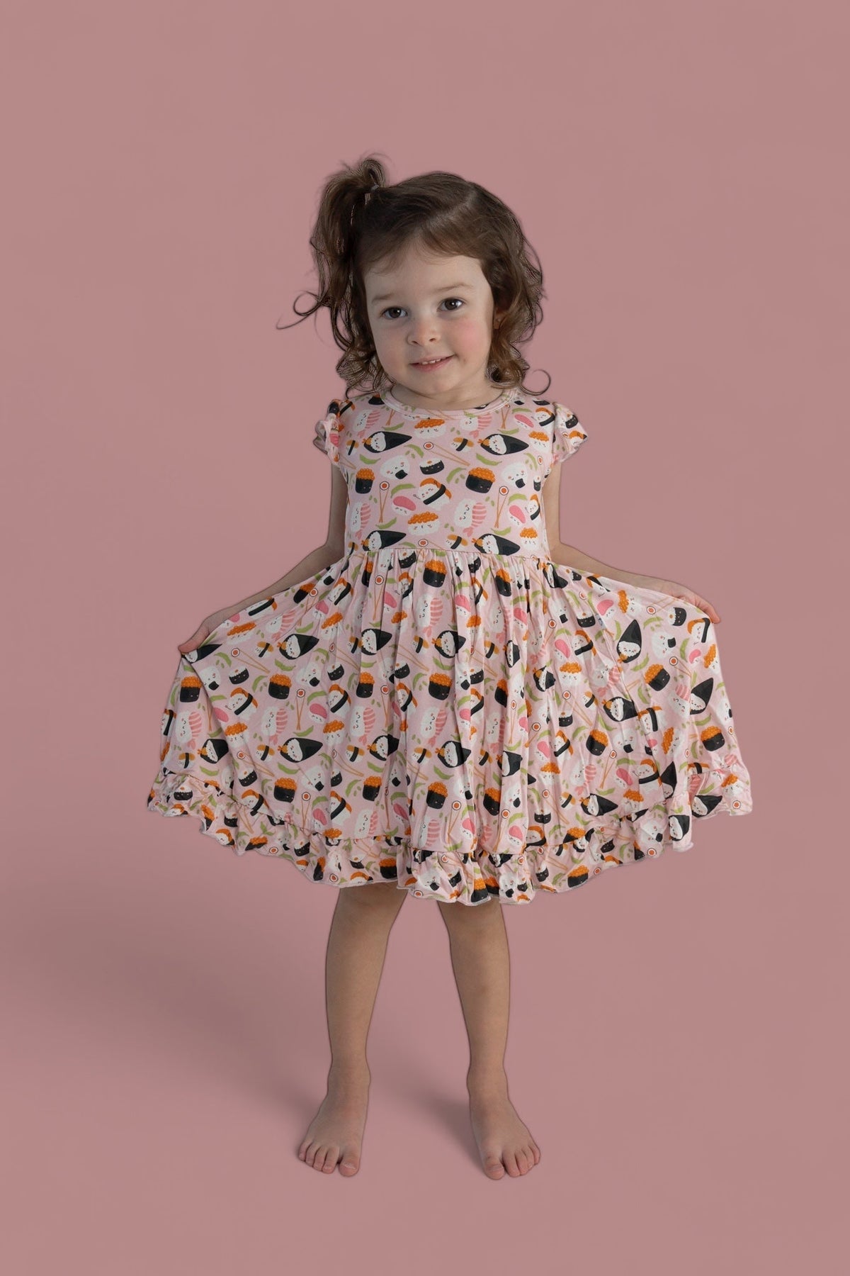 DREAM BIG LITTLE CO SWEET PEA SUSHI DREAM RUFFLE DRESSEveretts Place