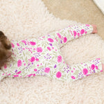 Sweet Bamboo Sweet Purple Flowers Convertible Baby Romper with Two Way Zip for Infants - 