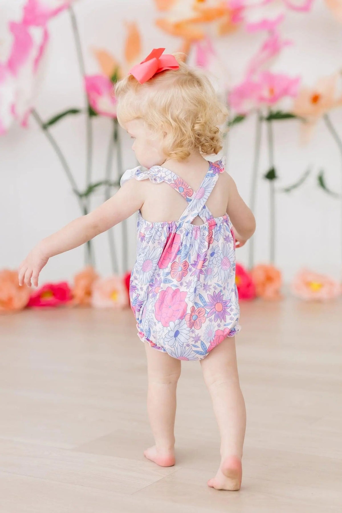 Mila & Rose ® Sweet Springtime Ruffle Cross Back Romper - 