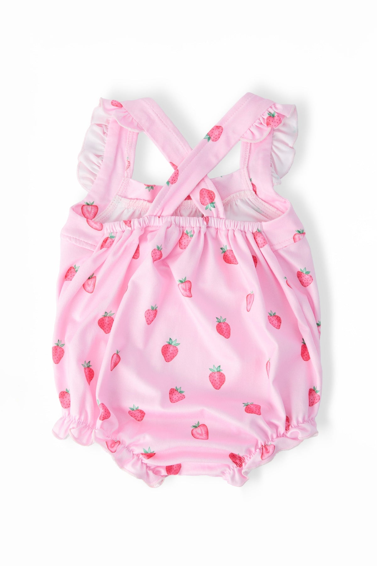 Mila & Rose ® Sweet Strawberries Ruffle Cross Back Romper - 