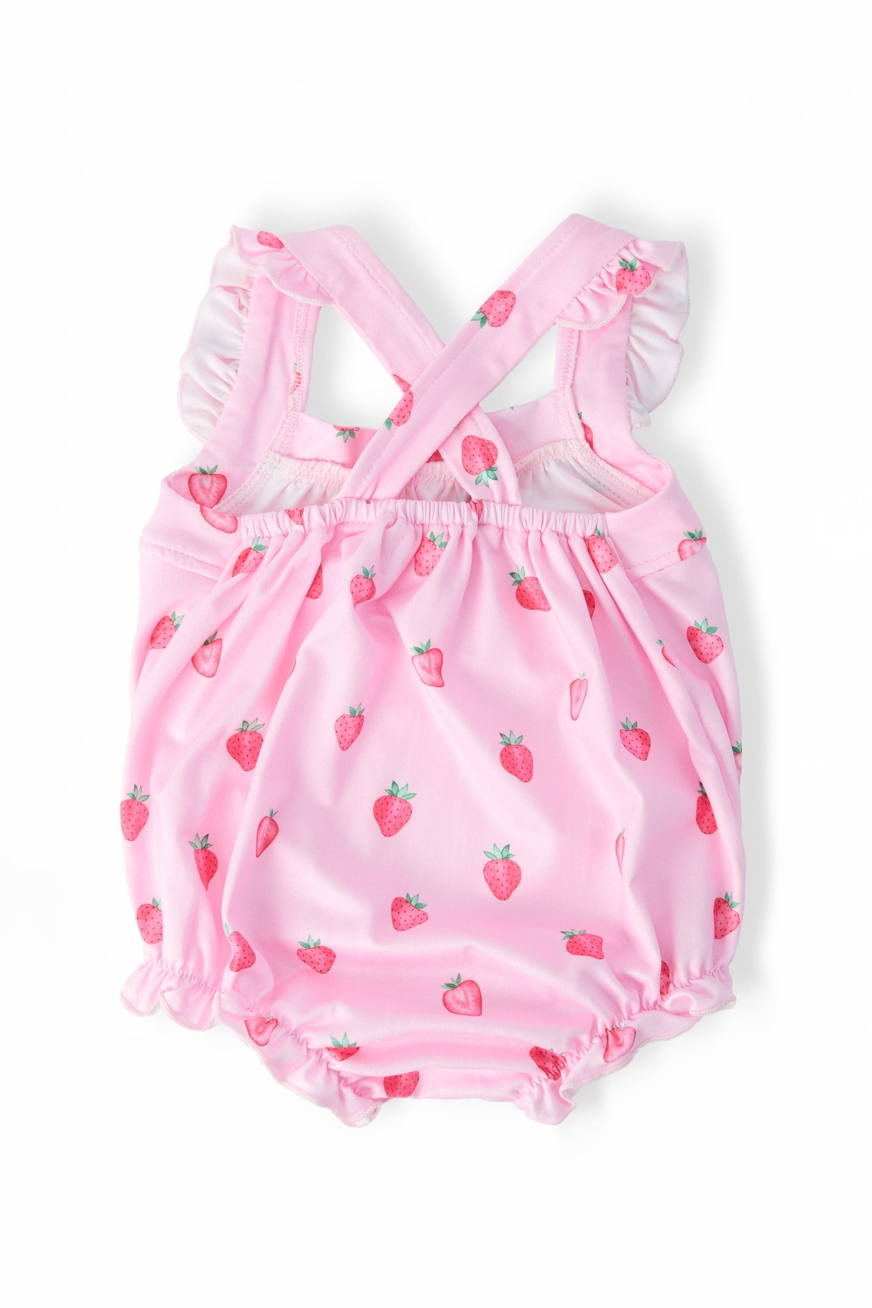 Mila & Rose ® Sweet Strawberries Ruffle Cross Back Romper - 